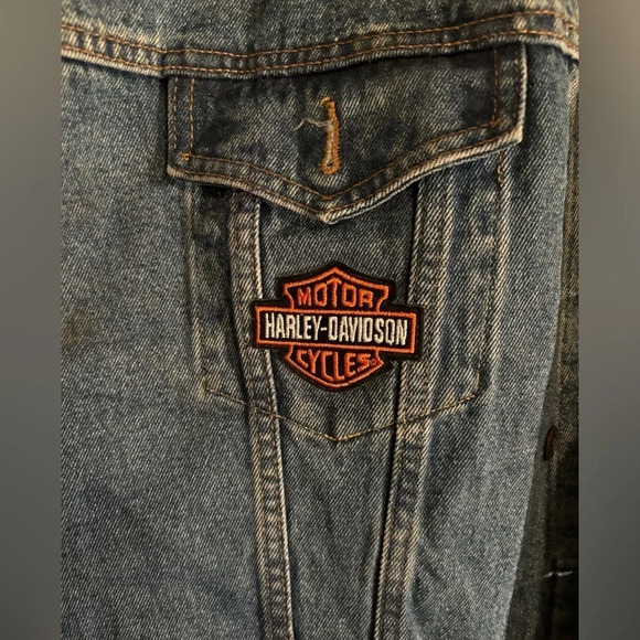 International Denim 3XL Jean Jacket with Harley Davidson patches - Picture 5 of 9